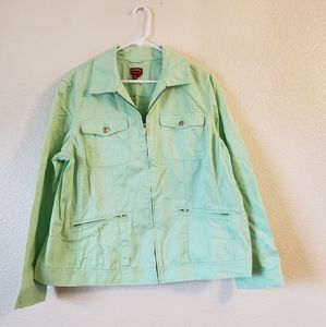💚CHAPS Light Green Zip-up Denim Jacket 2X